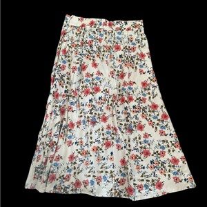 Mikarose Floral A-Line Skirt - White and Pink